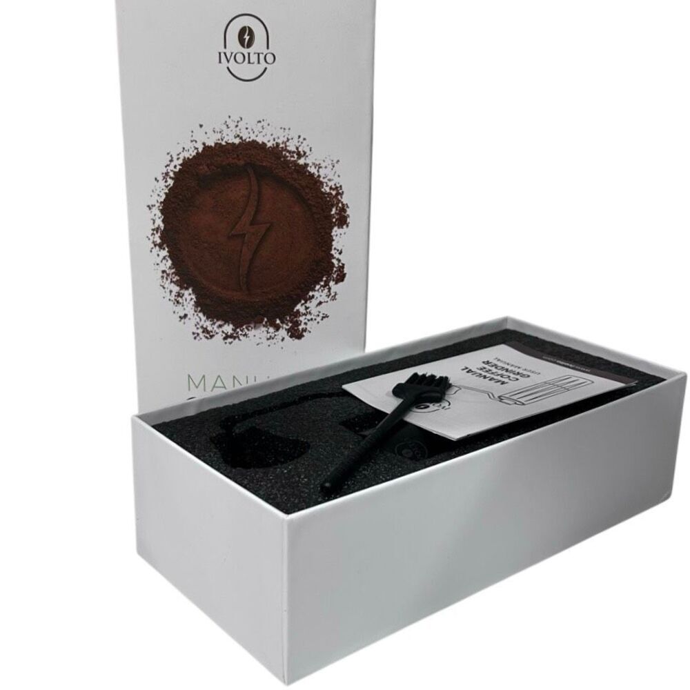 NWOT Ivolto Manual Coffee Grinder Black Stainless Steel Burr Portable